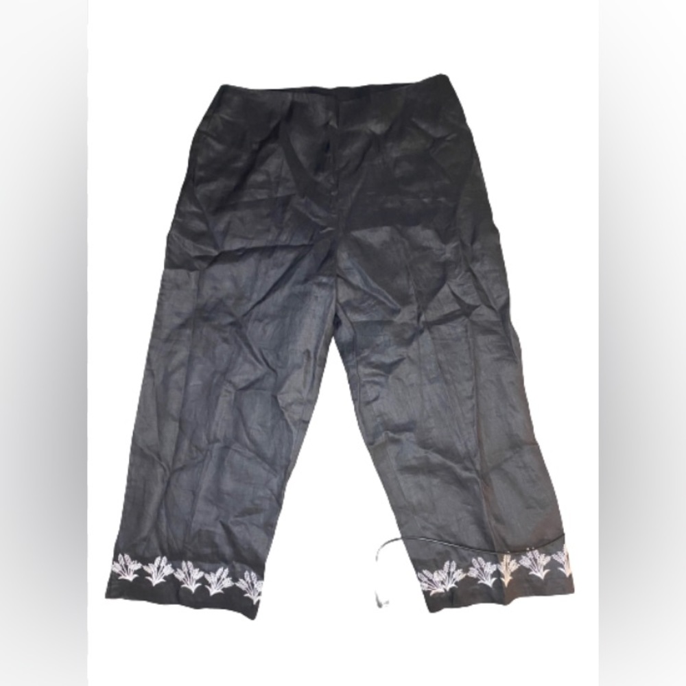 NWT Carlie’s Court 100% Linen Black Pants size large